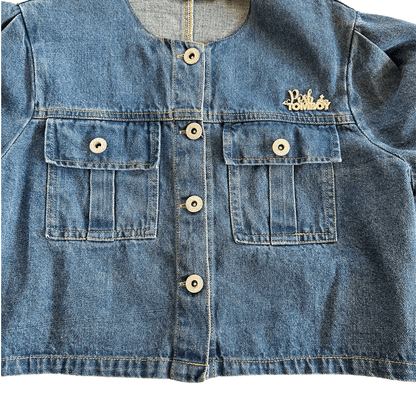 Bleeker Street Collarless Denim Ribbon Jacket and Skirt Set - Posh Tomboy