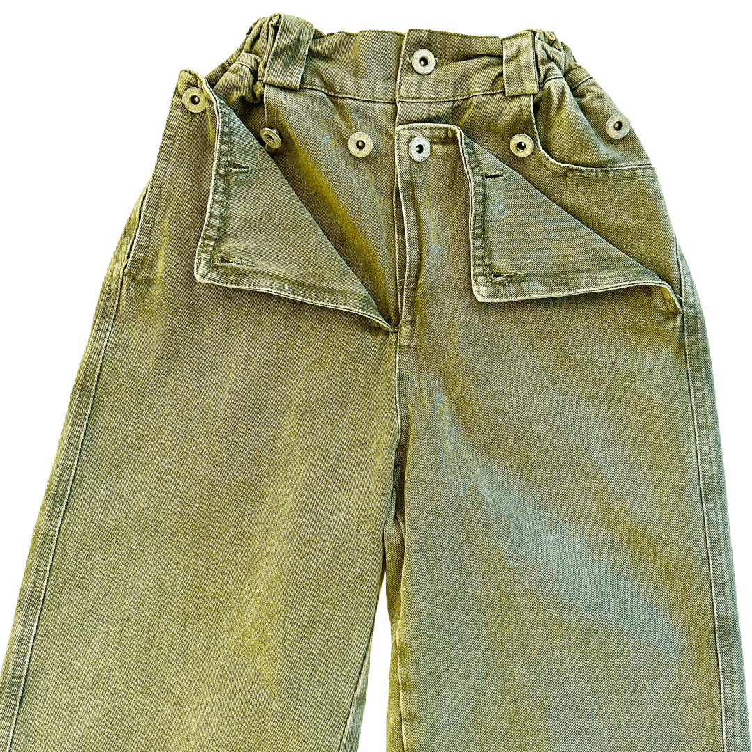 Broadway Green Tinted Denim Jacket and Pants Set - Posh Tomboy