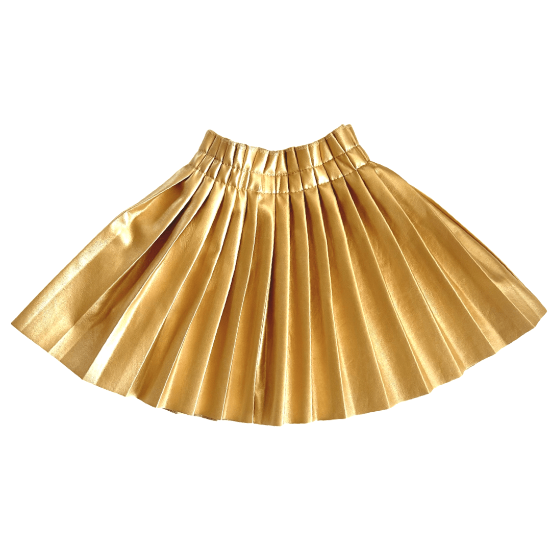 Call Me Selfish Metallic Gold Faux Leather Pleated Skirt - Posh Tomboy