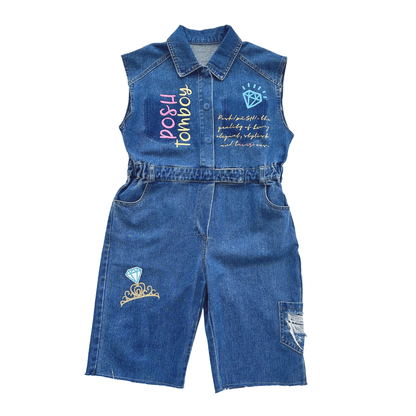 Creative Expression Sleeveless Denim Boilersuit - Posh Tomboy