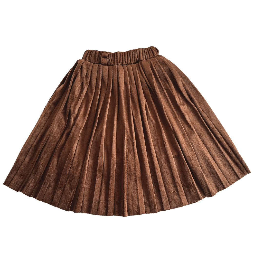 Entertainment Value Brown Velvet Pleated Skirt - Posh Tomboy