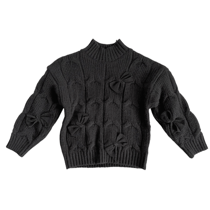Naturally Adorable Black Bow Embellished Sweater - Posh Tomboy