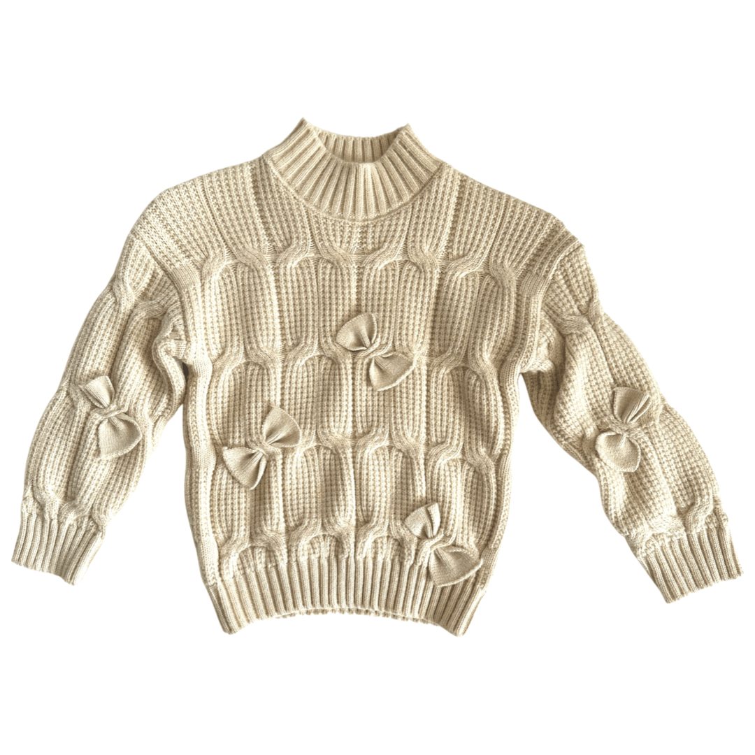 Naturally Adorable Cream Bow Embellished Sweater - Posh Tomboy