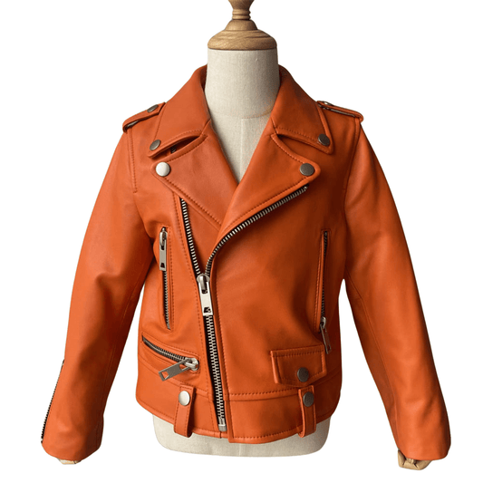 Posh Tomboy coat 4 XZD Orange Leather Moto Jacket