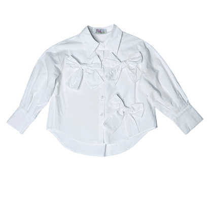 Posh Tomboy Shirts & Tops 10 Prospective Client Tied Bow Embellished Blouse