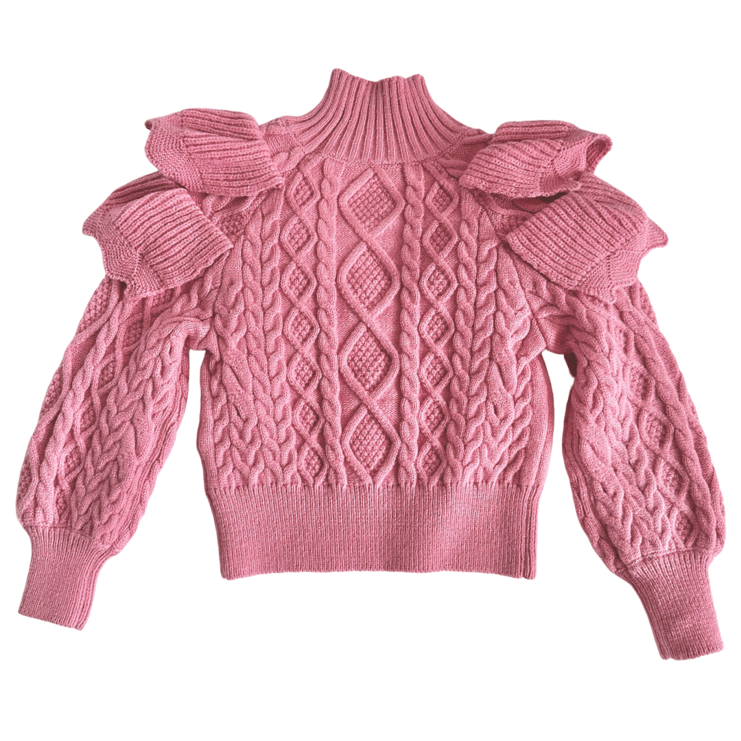 Snob and a Half Pink Ruffled Sweater - Posh Tomboy