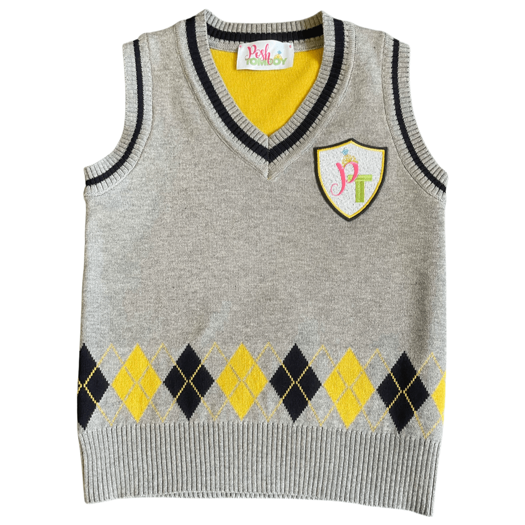 Spelling Bee Argyle Vest - Posh Tomboy