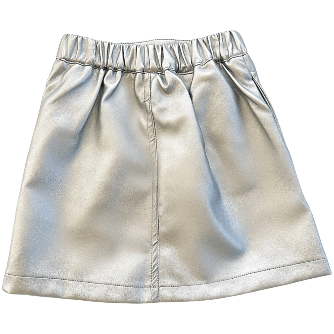 Times Square Silver Faux Leather Embroidered Skirt - Posh Tomboy