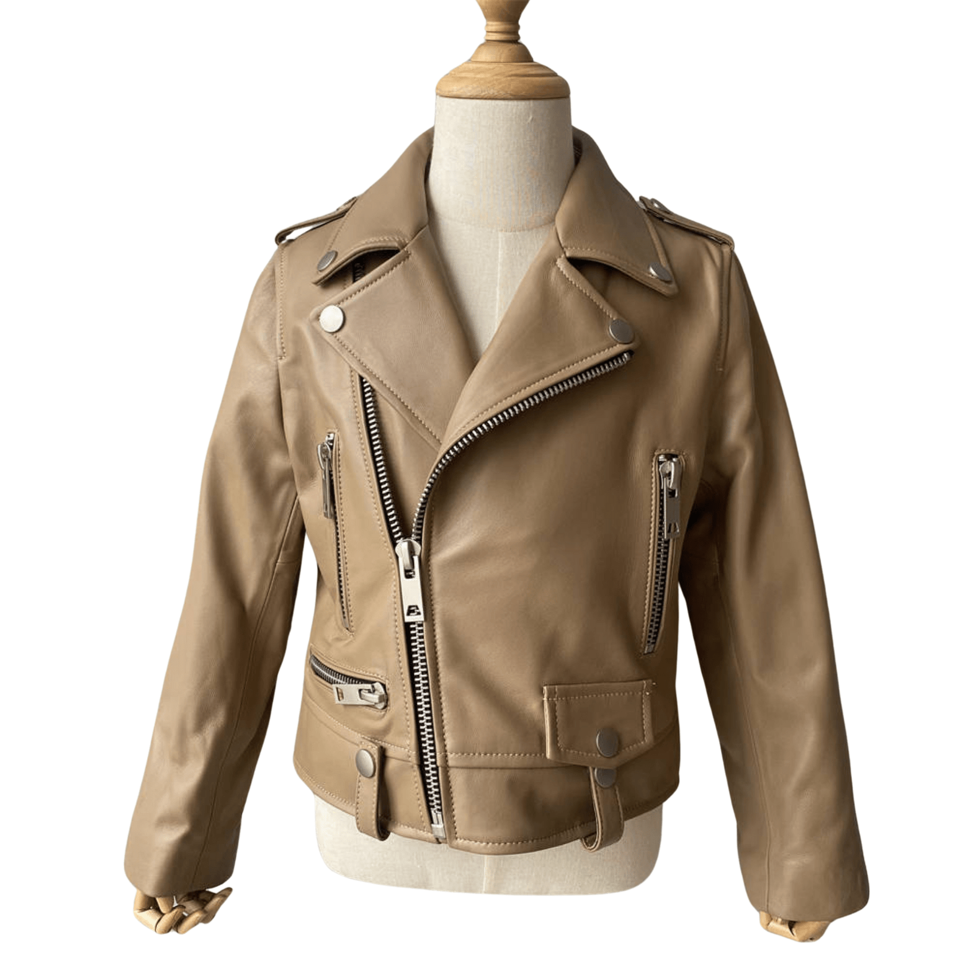 Camel leather moto jacket hotsell