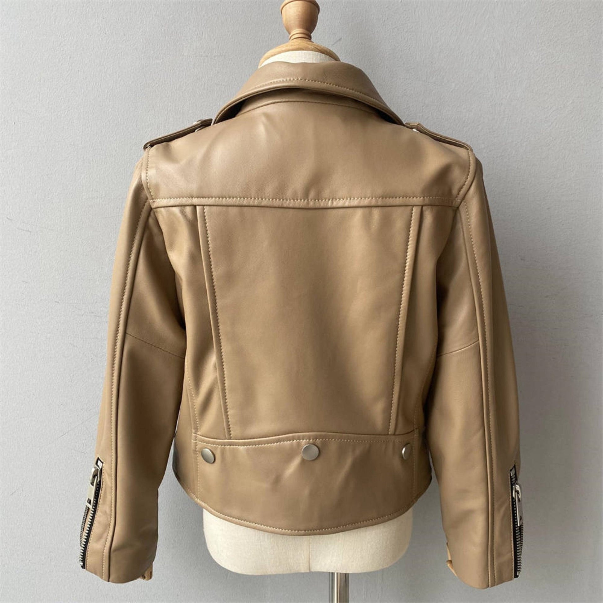 XZD Camel Leather Moto Jacket - Posh Tomboy