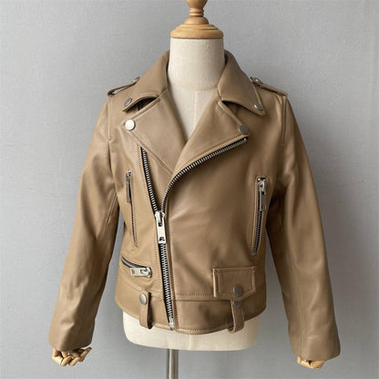 XZD Camel Leather Moto Jacket - Posh Tomboy