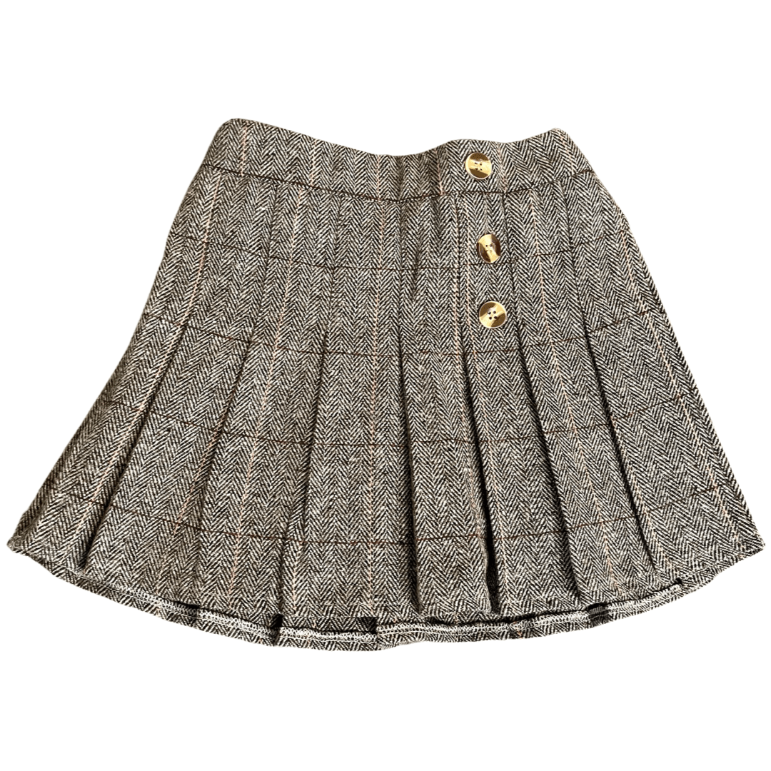 Posh Tomboy Knee-Length Skirts 2 School Crush Pleated Herringbone Skirt
