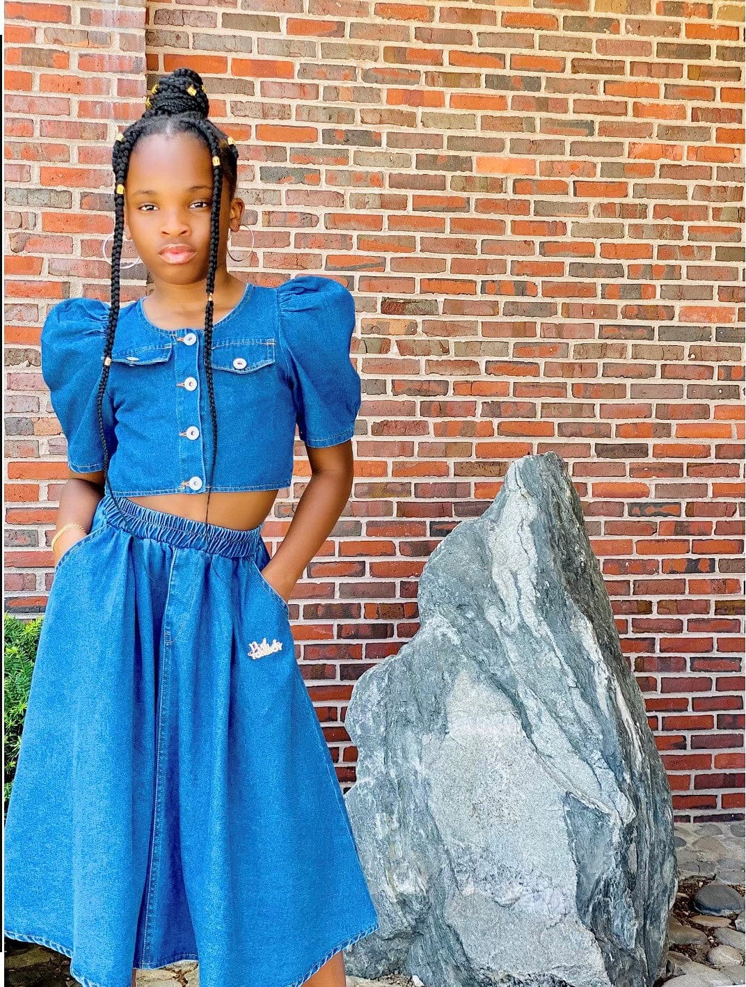 Posh Tomboy Outfit Sets Midday at the Met 2 Piece Denim Skirt Set