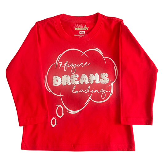 Posh Tomboy shirt XXS/2 / Red (white slogan) Red 7-figure Dreams Loading Statement T-shirt