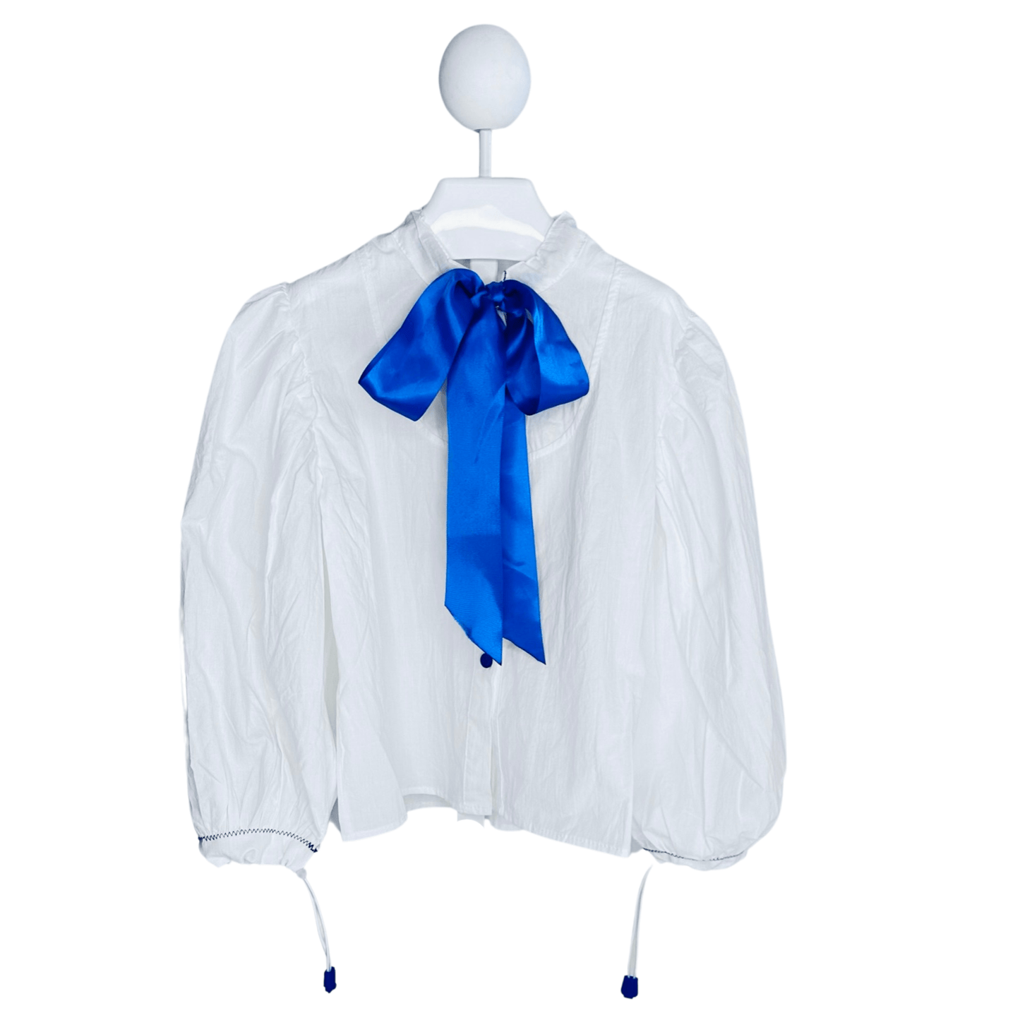 Posh Tomboy Shirts & Tops XS (3-4) Blue Ribbon Special Bow Embellished Blouse
