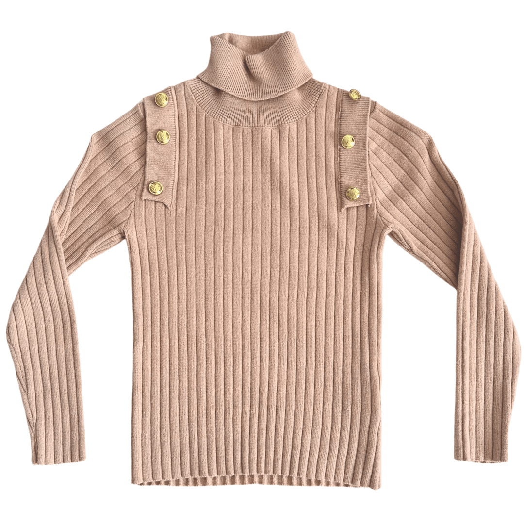 Posh Tomboy sweater XS (3-4) Blush Naturally Adorable Knit Turtleneck
