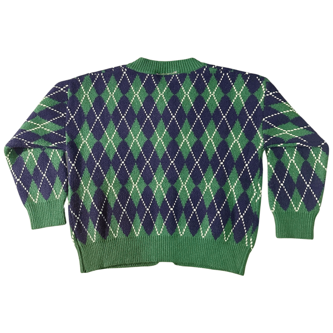 Posh Tomboy sweaters Diamonds & Emeralds Argyle Knit Cardigan